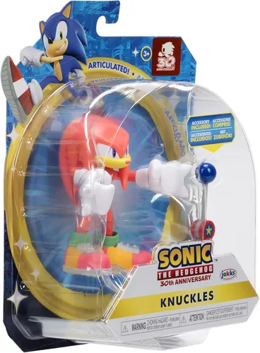 Vista 3 de Sonic The Hedgehog Figura de acción de 4 pulgadas con nudillos modernos con punto de control azul juguete coleccionable
