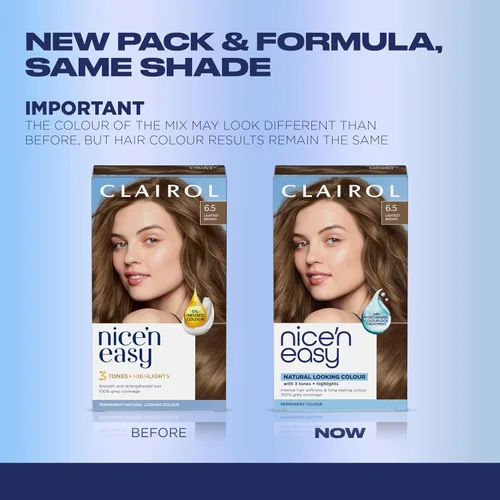 Vista 3 de Clairol Nice'n Easy Tinte Permanente para el Cabello, 6.5 Castaño Más Claro, Paquete de 3 Clairol Nice'n Easy - Tinte permanente para el cabello