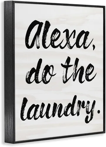 Vista 2 de Alexa Do Laundry Funny' Arte Giclée enmarcado Stupell Industries Negro, 11 x 14 pulgadas, fácil de colgar y resistente, fabricado en Estados