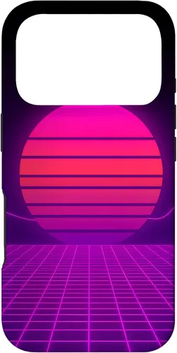 Vista 30 de Funda con diseño estético para iPhone 16 Retrowave Synthwave de los años 80 y 90