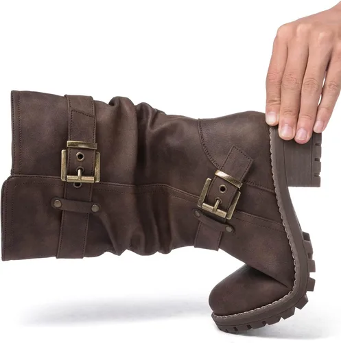 Vista 6 de GLOBALWIN Botas de vestir a media pantorrilla para mujer, botas de motociclista para mujer