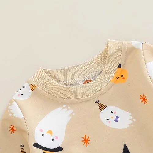 Vista 15 de Karwuiio Conjunto de disfraz de Halloween para bebé, sudadera de manga larga y pantalones para otoño