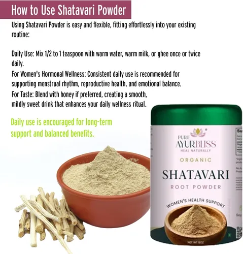 Vista 5 de Polvo de raíz de Shatavari 100% orgánico, equilibrio hormonal, bienestar menstrual, apoyo de fertilidad y vitalidad diaria para mujeres, polvo