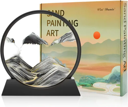 Vista 16 de Wai Danie Imagen artística de arena en movimiento 3D, reloj de arena de mar profundo, paisaje de arena líquida, marco de arena que fluye relajante