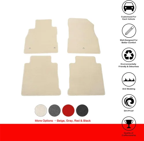 Vista 2 de IKON MOTORSPORTS, Alfombrillas compatibles con Nissan Kicks 2018-2024, filas delanteras y traseras de nailon beige para pies de automóvil, juego