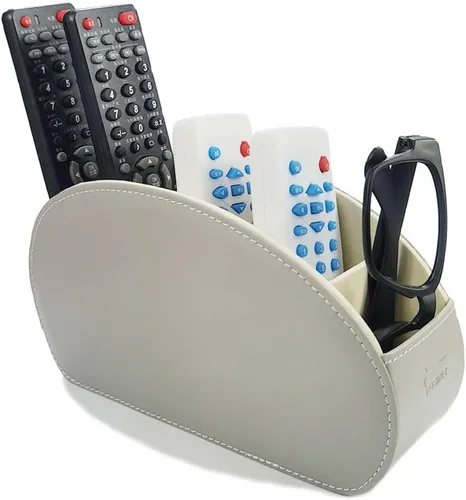 Vista 15 de Organizador de control remoto de piel con 5 compartimentos espaciosos