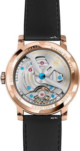 Vista 6 de AGELOCER Reloj mecánico automático de lujo para hombre con fase lunar azul diamante
