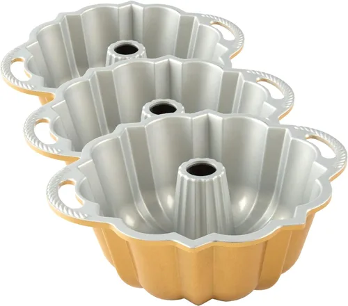 Vista 5 de Nordic Ware Anniversary Bundt 6 tazas, color dorado
