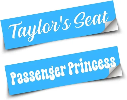 Vista 2 de Girlfriends Wife's Seat Spot Name Passenger Princess - Calcomanía de vinilo para coche, 9 pulgadas, opciones de color y fuente disponibles