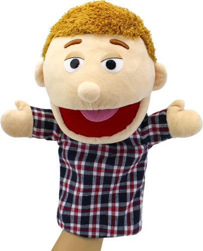 Vista 9 de Marionetas de mano familiares, Marionetas para niños para representar a los miembros de la familia 34 cm Marionetas multiétnicas de peluche suaves