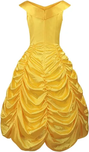 Vista 2 de EMERY Vestidos de princesa para mujer, disfraces de Halloween, Bella y Bestia, cosplay, vestido amarillo