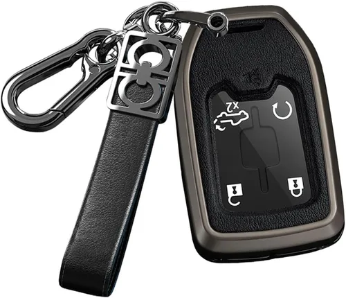 Vista 10 de ontto Funda para llave de coche con llavero de metal y piel sintética para Chevrolet Silverado Fit para GMC Sierra 1500 2500HD 3500HD Terrain Acadia