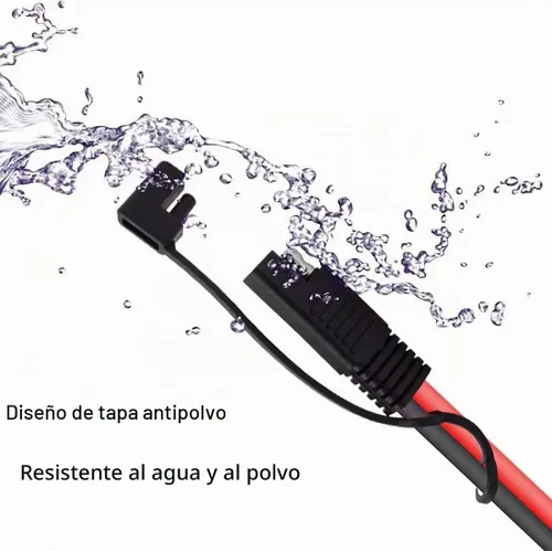 Vista 3 de Cable conector divisor SAE Y de 10 AWG, cable de extensión automotriz SAE 1 a 2 DC con un adaptador de polaridad inversa para cargador de batería