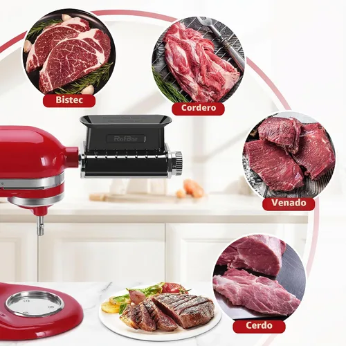 Vista 7 de Accesorio Ablandador de Carne de Grosor Ajustable para Batidoras de Pie KitchenAid, Herramienta Ablandadora de Carne, Accesorios de Procesador