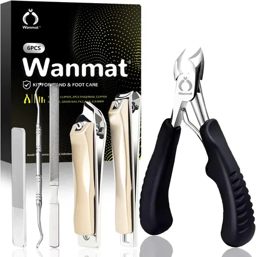 Vista 11 de Cortaúñas profesional 5 en 1 para uñas delgadas y encarnadas, podólogo mejorado para hombres, juego de cortador de uñas de hoja afilada Wanmat