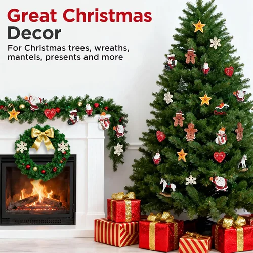 Vista 6 de Juego de 12 adornos grandes de Navidad, decoraciones colgantes de resina para árbol de Navidad, figuras surtidas de Papá Noel, muñeco de nieve