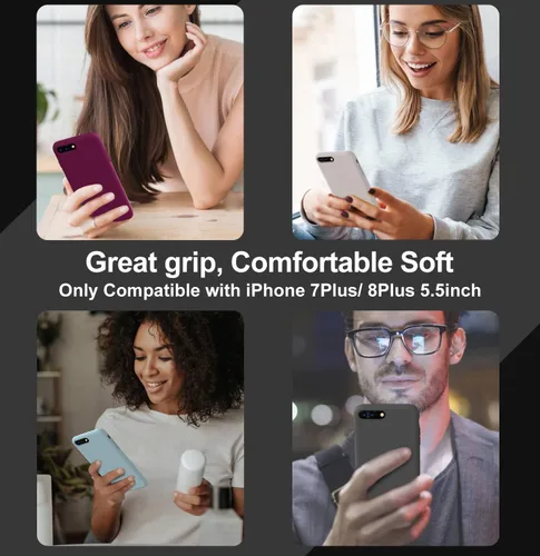 Vista 7 de Vooii Funda compatible con iPhone 8 Plus, iPhone 7 Plus, protección de goma de gel de silicona suave, forro de microfibra, carcasa rígida a prueba