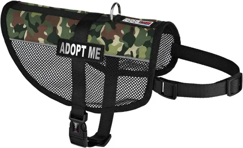 Vista 67 de Dogline MaxAire - Chaleco de malla para perros de 13 a 16 pulgadas y 2 parches extraíbles Adopt Me, talla S, color negro