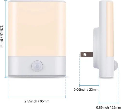 Vista 7 de Luz nocturna LED enchufable, luz nocturna con sensor de movimiento con brillo ajustable, 3 modos de iluminación automático/apagado para niños