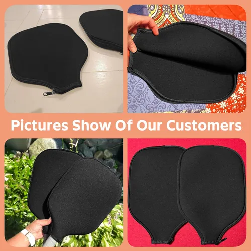 Vista 6 de 2 Pcs Pickleball Paddle Covers, Universal Case Size - 8.6 x 12.2 inches Zippered Racket Sleeve, Durable Neoprene Paddle Cover, Paddle Storage Bag