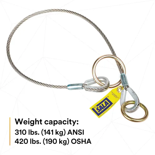 Vista 7 de 3M DBI-SALA 5900550 Conector de anclaje, adaptador de amarre de cable de 4 pies, tipo pasante, plateado