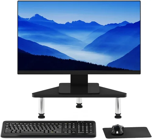 Vista 4 de Furinno Turn-N-Tube - Soporte elevador para monitor de esquina con tubos de acero inoxidable, Americano