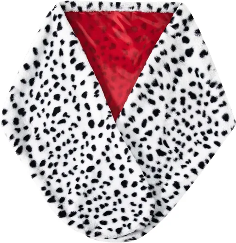 Vista 2 de Kewlent 3 piezas de Halloween Deville abrigo para mujer, disfraz de chal dálmata, bufanda, accesorios de cosplay