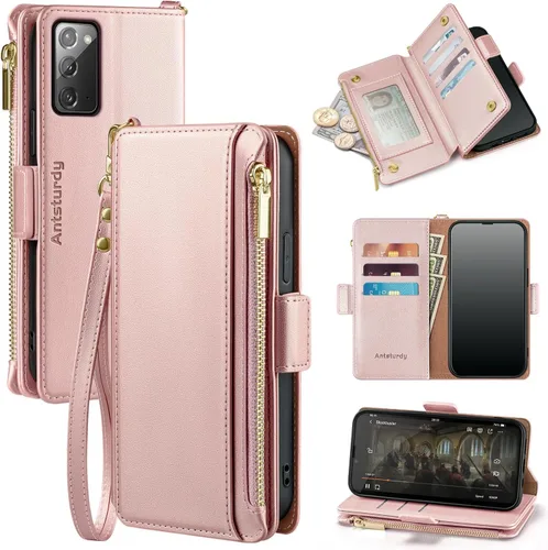 Vista 14 de Antsturdy Funda tipo cartera compatible con Samsung Galaxy Note 20 5G con tarjetero para mujeres y hombres, funda de teléfono con bloqueo RFID, piel