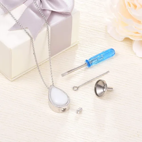 Vista 5 de Joyería de cremación de plata de ley 925 para cenizas, urna de lágrima, joyería para cenizas, recuerdo de cenizas, collar con colgante para cenizas
