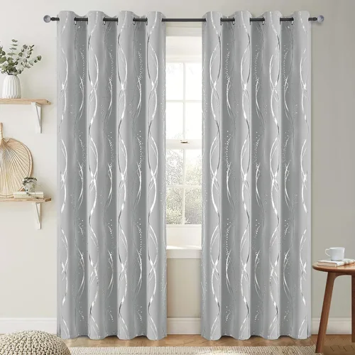 Vista 57 de BUHUA - Paneles de cortinas opacas para sala de estar, cortinas grises con aislamiento térmico, cortinas de ventana para dormitorio - 72 pulgadas