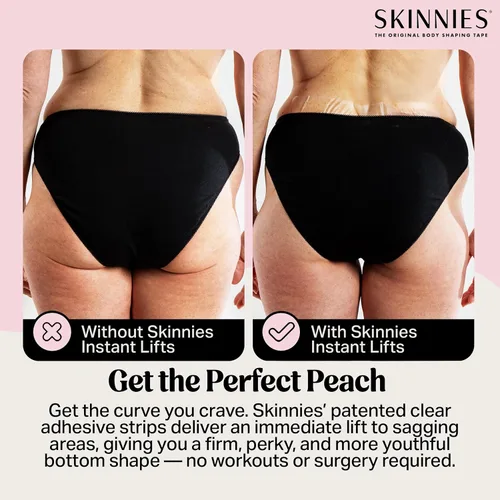 Vista 2 de Skinnies - Elevadores de fondo instantáneos, patentados fabricados en Estados Unidos, tiras adhesivas transparentes que levantan instantáneamente