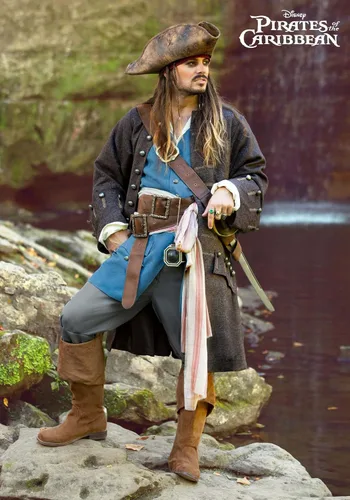 Vista 2 de Disfraz auténtico de Capitán Jack Sparrow para adultos, Marrón