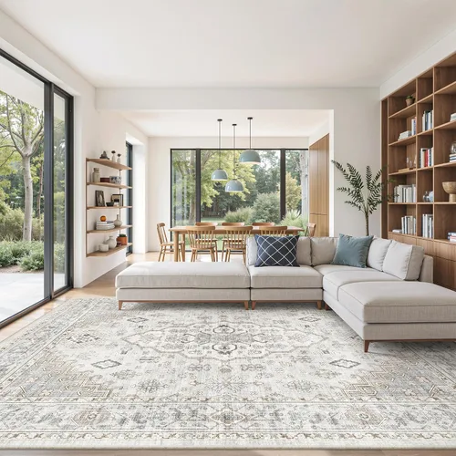 Vista 70 de befbee - Alfombra para sala de estar, lavable y resistente a manchas, con base antideslizante, ideal para dormitorio y cocina, decoración clásica