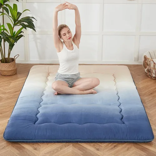 Vista 17 de Zelladorra Colchón japonés de suelo, colchón futón con bolsa de almacenamiento portátil y funda lavable, tapete de tatami grueso enrollable adecuado