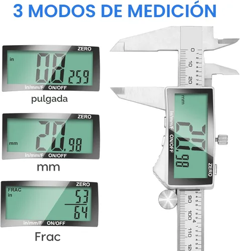 Vista 4 de Calibre Digital, Herramienta de Calibre de 6 Pulgadas con Pantalla LCD Extra Grande, Función de Apagado Automático, Cambio Fácil entre Pulgadas