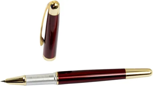 Vista 4 de Gullor Pluma estilográfica ejecutiva Jinhao 606 con clip dorado punta fina - rojo