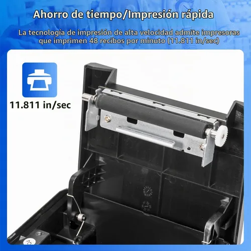 Vista 3 de NetumScan USB POS Impresora de Recibos, Impresora Térmica de Recibos de 80mm con Cortador Automático y Cajón de Efectivo, 300mm/s, Soporte