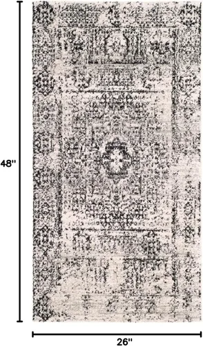 Vista 2 de SAFAVIEH Evoke Collection EVK260T Medallón oriental envejecido de 2'2" x 4', color marfil y negro, no desprende pelusa, alfombra de acento para sala