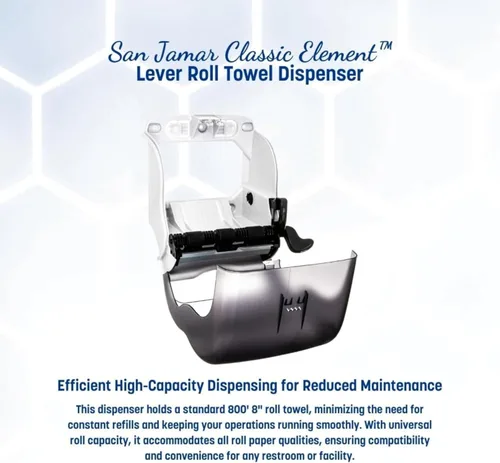 Vista 5 de San Jamar Clásico Perla Negra Set – Dispensador Híbrido de Jabón y Desinfectante (900 ml), Dispensador de Cubierta de Inodoro, y Dispensador