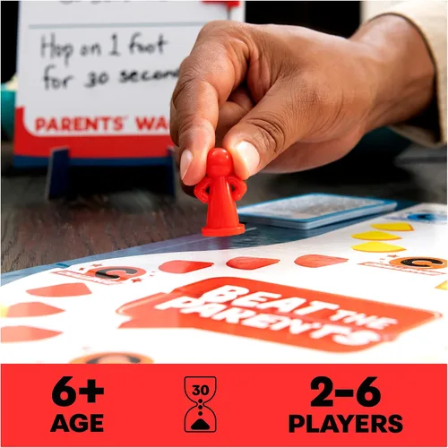 Vista 3 de Juego de Trivia Familiar Clásico Beat The Parents, Niños Contra Padres, con 25 Cartas de Bonificación para Edades de 6 años en adelante