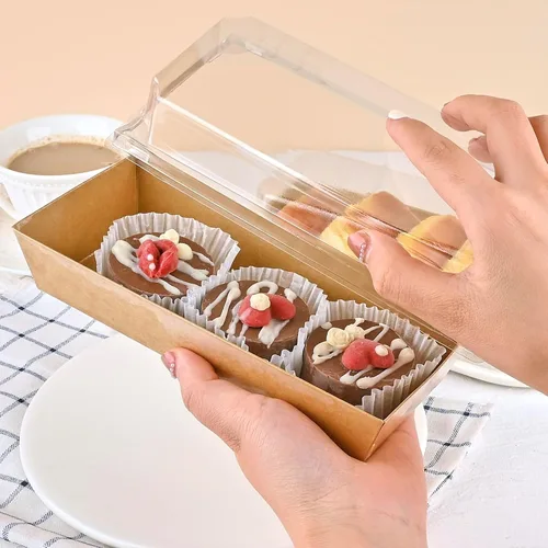 Vista 5 de ZORRITA - Paquete de 50 cajas de papel para embutidos de 7.5 x 3.3 pulgadas con tapas transparentes