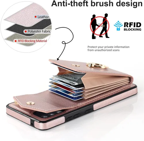 Vista 4 de Asuwish Funda de teléfono para Samsung Galaxy S20 FE 5G de 6.5 pulgadas con protector de pantalla de vidrio templado y anillo RFID tarjetero celular