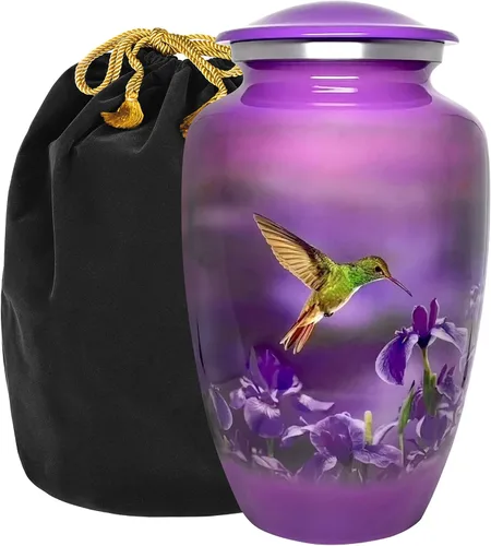 Vista 13 de Trupoint Memorials Urnas de Cremación para Cenizas Humanas de Adultos Mujeres, Urna Funeraria Decorativa para Hombres y Mujeres – Grande, Colibrí