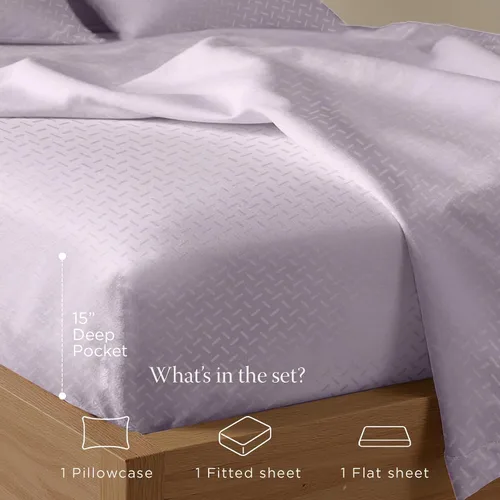 Vista 49 de Threadmill Juego de sábanas de algodón Twin Sábanas 100% algodón para cama tamaño Twin Juego de sábanas de satén jacquard damasco con bolsillo
