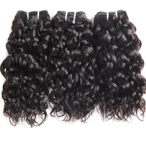 Vista 2 de YAMI 8a - Paquetes de cabello humano brasileño ondulado y húmedo para mujeres negras, 4 unidades, extensiones de cabello ondulado 100% sin procesar