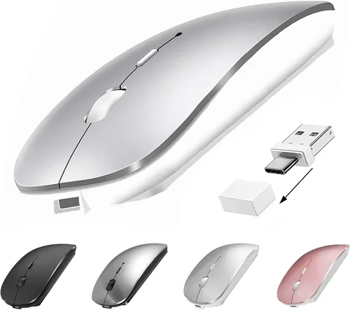 Vista 7 de Ratón inalámbrico Bluetooth USB C para MacBook Air Pro iMac Laptop Computer, Ratón C silencioso inalámbrico recargable para Mac Desktop/iPad/Surface