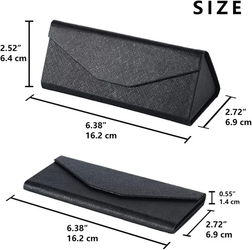 Vista 3 de Glasses Cases, Eyeglasses Case Hard Shell For Men Women, PU Folding Glasses Sunglasses Case Portable With Clean Cloth