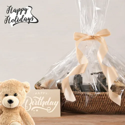 Vista 7 de mioule Bolsas retráctiles navideñas para cestas de regalo, 10 bolsas de plástico termorretráctiles de celofán de 16 x 24 pulgadas para cestas