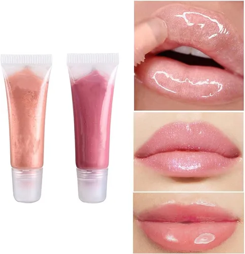 Vista 4 de BlingKingdom 6 piezas de tubos de brillo labial de 0.27 fl oz transparentes y suaves, contenedores vacíos rellenables para bálsamo labial, tubos
