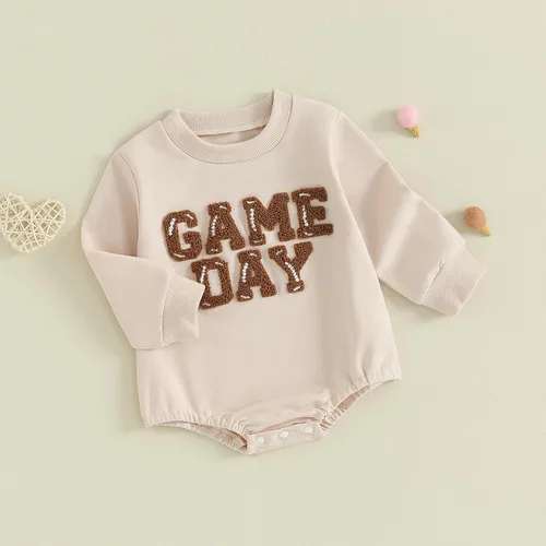 Vista 9 de MERSARIPHY Sudadera de fútbol para bebé, traje de manga larga con letras divertidas, ropa de otoño e invierno